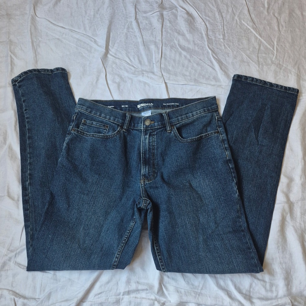 Men's Sonoma Goods For Life Regular-Fit Everyday Jean Size 33/34 GUC Medium Wash